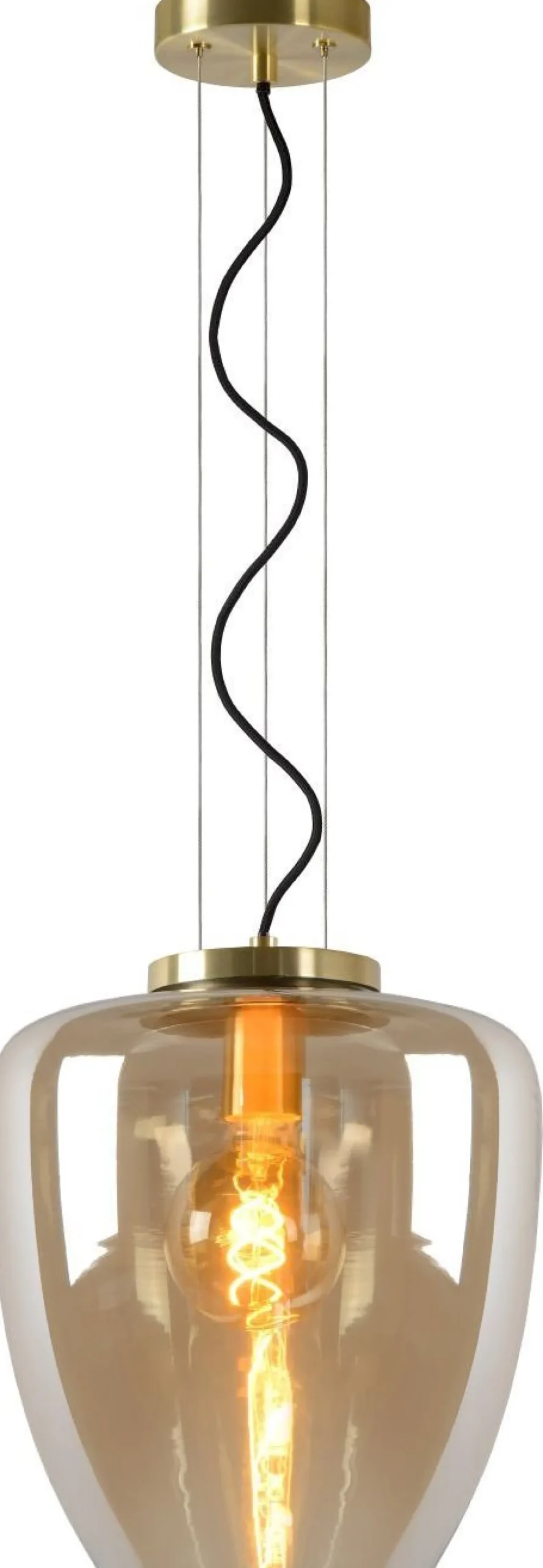 Glazen Hanglampen|Glazen Hanglampen-Lucide Florien Hanglamp Goud