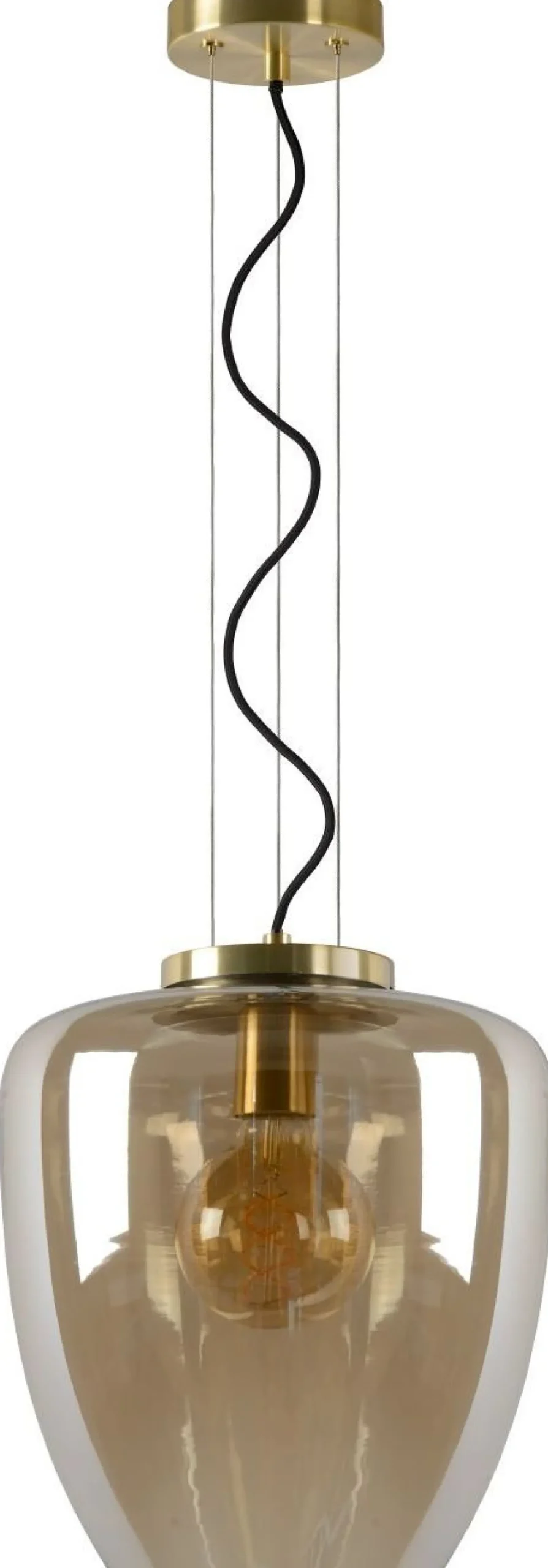 Glazen Hanglampen|Glazen Hanglampen-Lucide Florien Hanglamp Goud