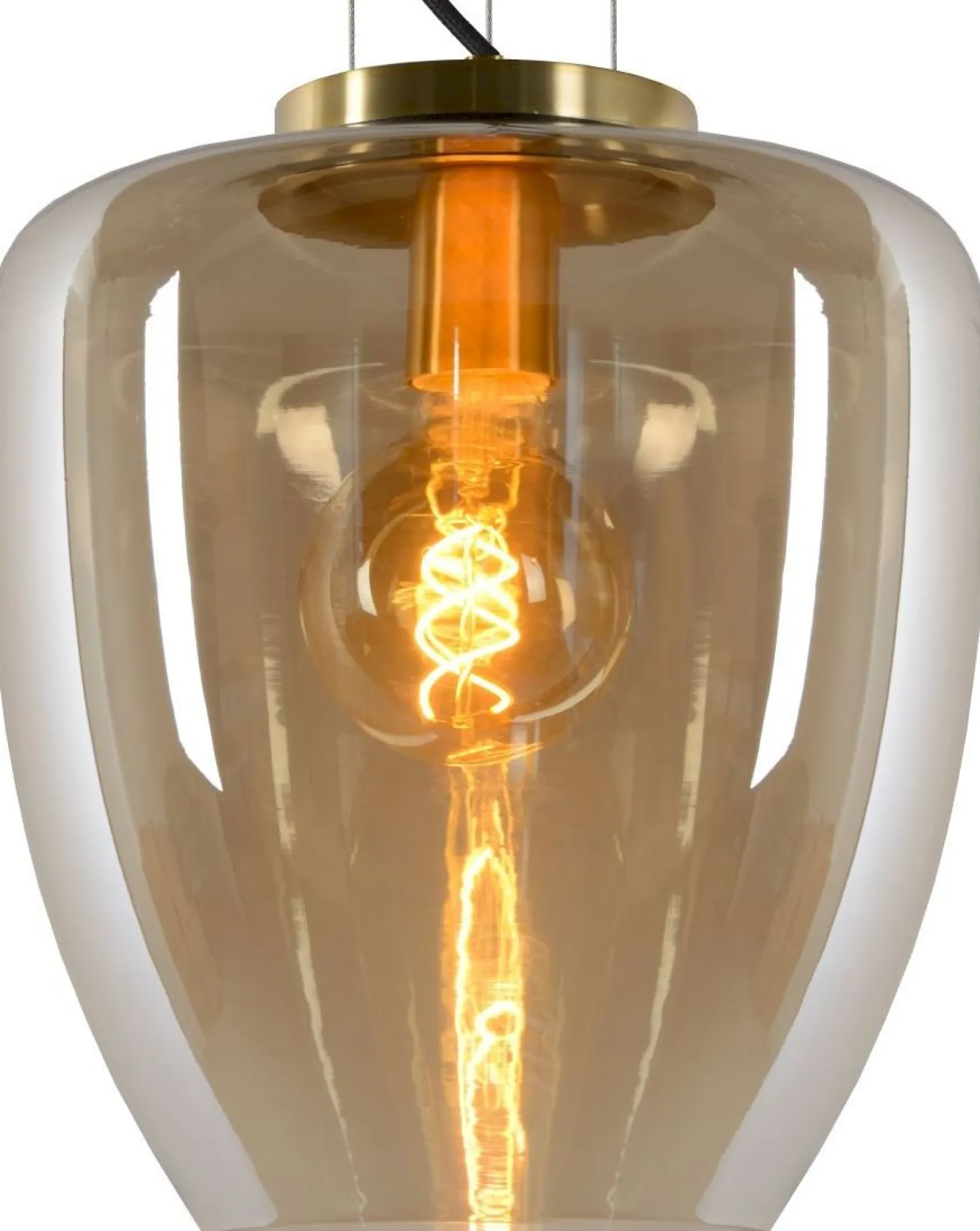 Glazen Hanglampen|Glazen Hanglampen-Lucide Florien Hanglamp Goud