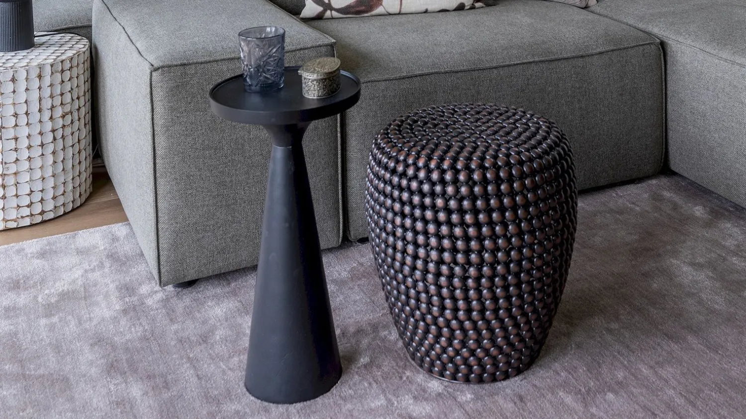 Ronde Bijzettafels-Zuiver Floss Bijzettafel Black