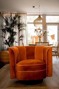 Ronde Fauteuils-Dutchbone Flower Fauteuil Orange