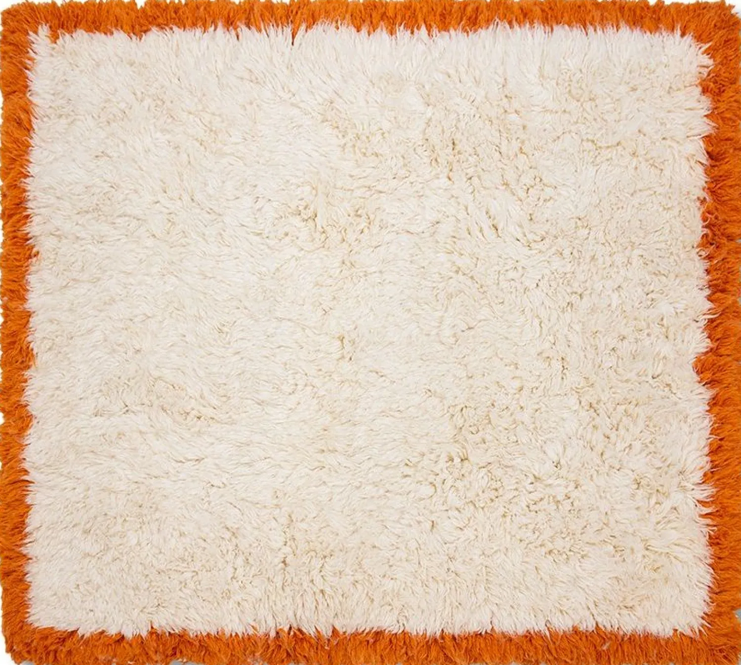 Vloerkleden|Wollen Vloerkleden-HKLIVING Fluffy Square Vloerkleed Natural Cream, Oranje