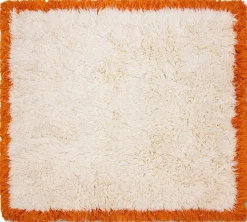 Vloerkleden|Wollen Vloerkleden-HKLIVING Fluffy Square Vloerkleed Natural Cream, Oranje