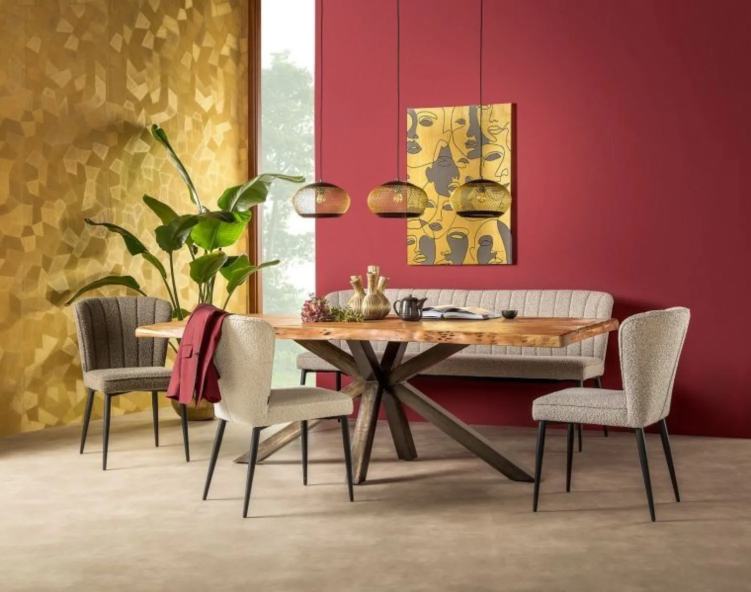 Stoffen Eetkamerbanken-Feelings Wonen Fourty 170 Eetkamerbank Toffee