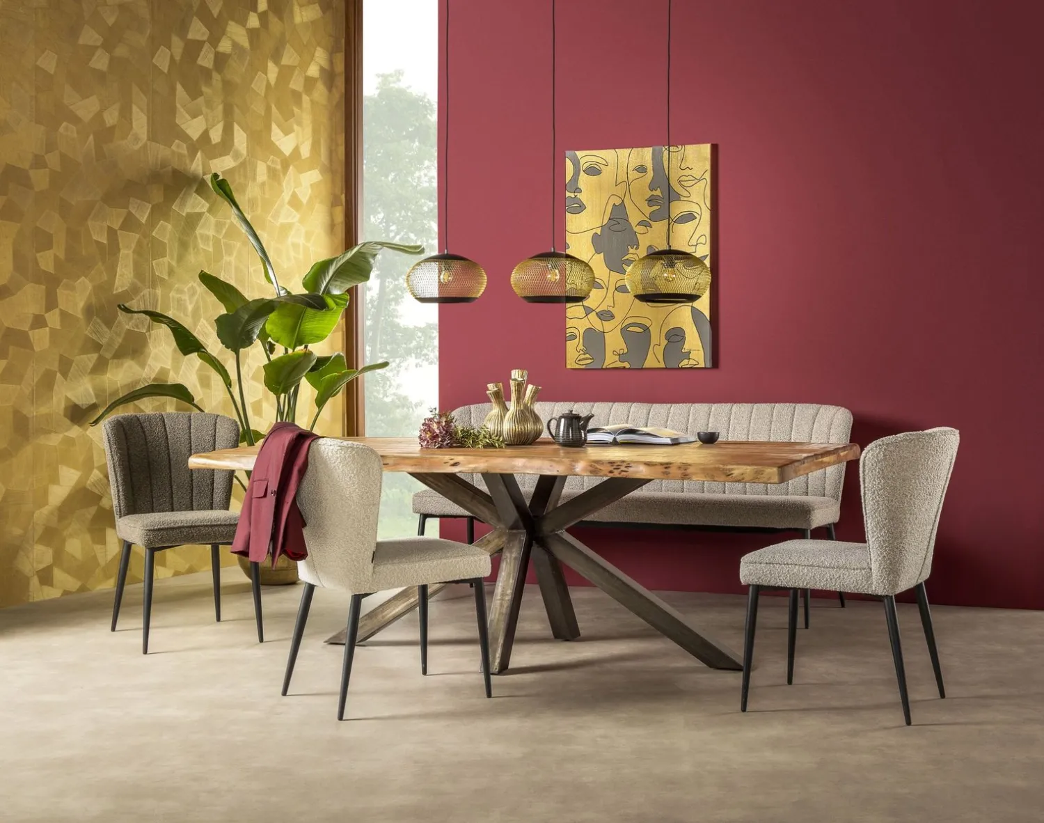 Stoffen Eetkamerbanken-Feelings Wonen Fourty 170 Eetkamerbank Pearl