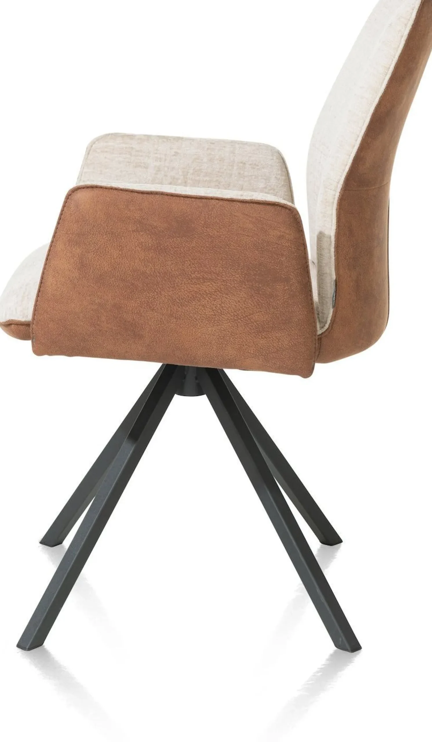 Eetkamerstoelen Met Armleuning-XOOON Franky Draaibaar Eetkamerstoel Cognac, Ecru