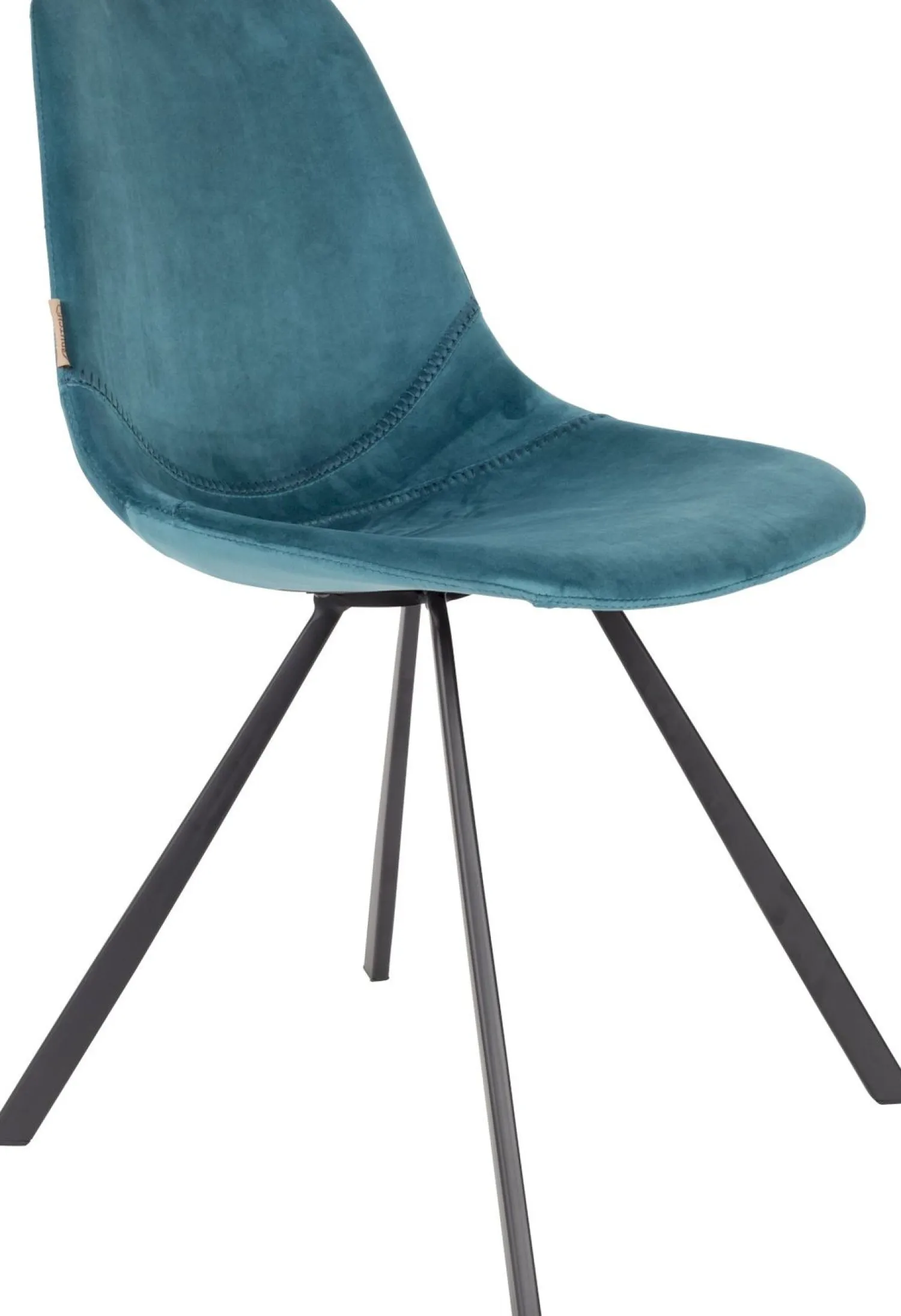 Eetkamerstoelen Zonder Armleuning|Kuipstoelen-Dutchbone Franky Velvet Eetkamerstoel Petrol