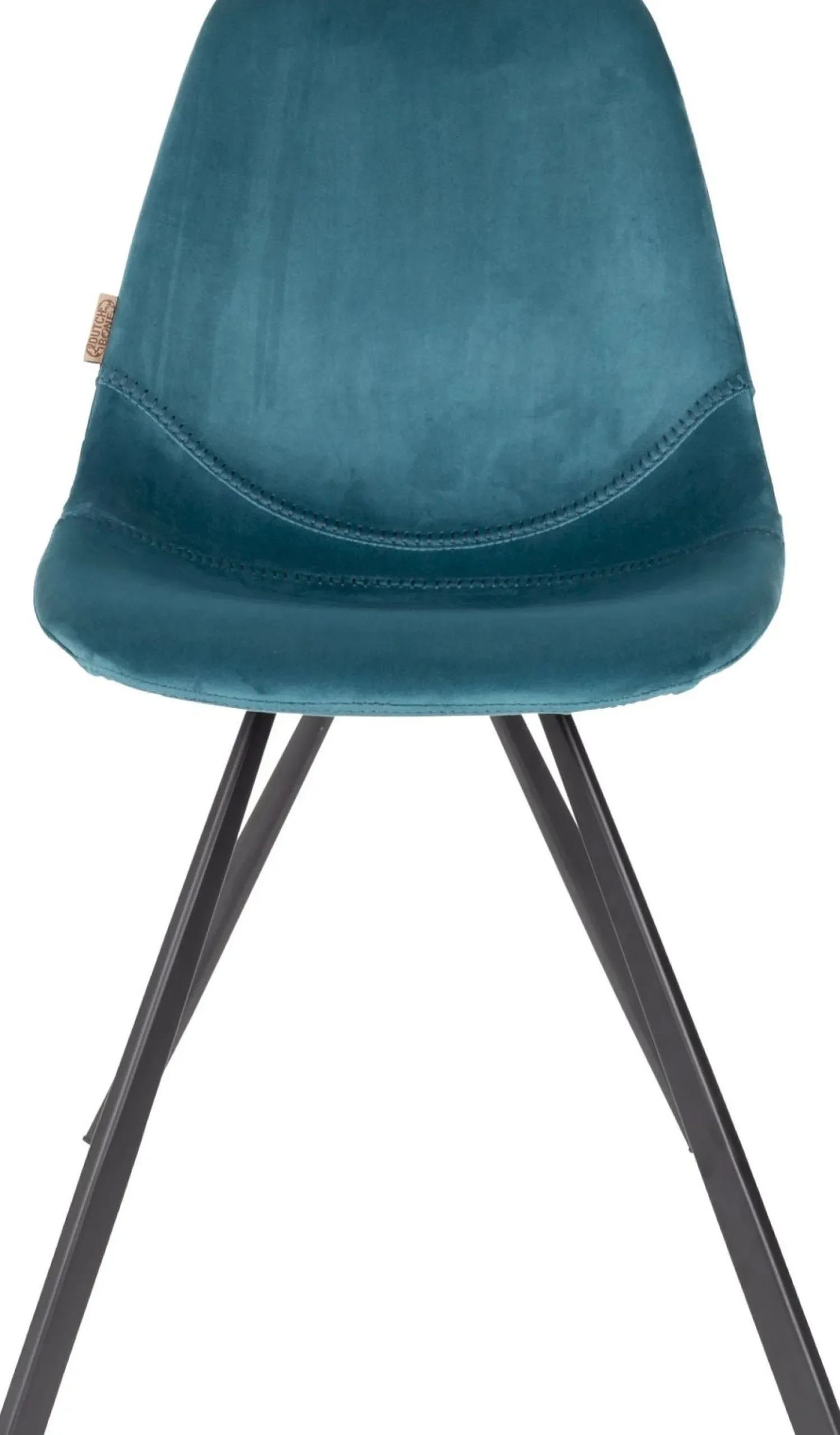 Eetkamerstoelen Zonder Armleuning|Kuipstoelen-Dutchbone Franky Velvet Eetkamerstoel Petrol