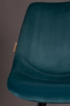 Eetkamerstoelen Zonder Armleuning|Kuipstoelen-Dutchbone Franky Velvet Eetkamerstoel Petrol
