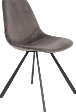 Kuipstoelen|Eetkamerstoelen Zonder Armleuning-Dutchbone Franky Velvet Eetkamerstoel Grey