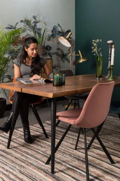 Kuipstoelen|Eetkamerstoelen Zonder Armleuning-Dutchbone Franky Velvet Eetkamerstoel Grey
