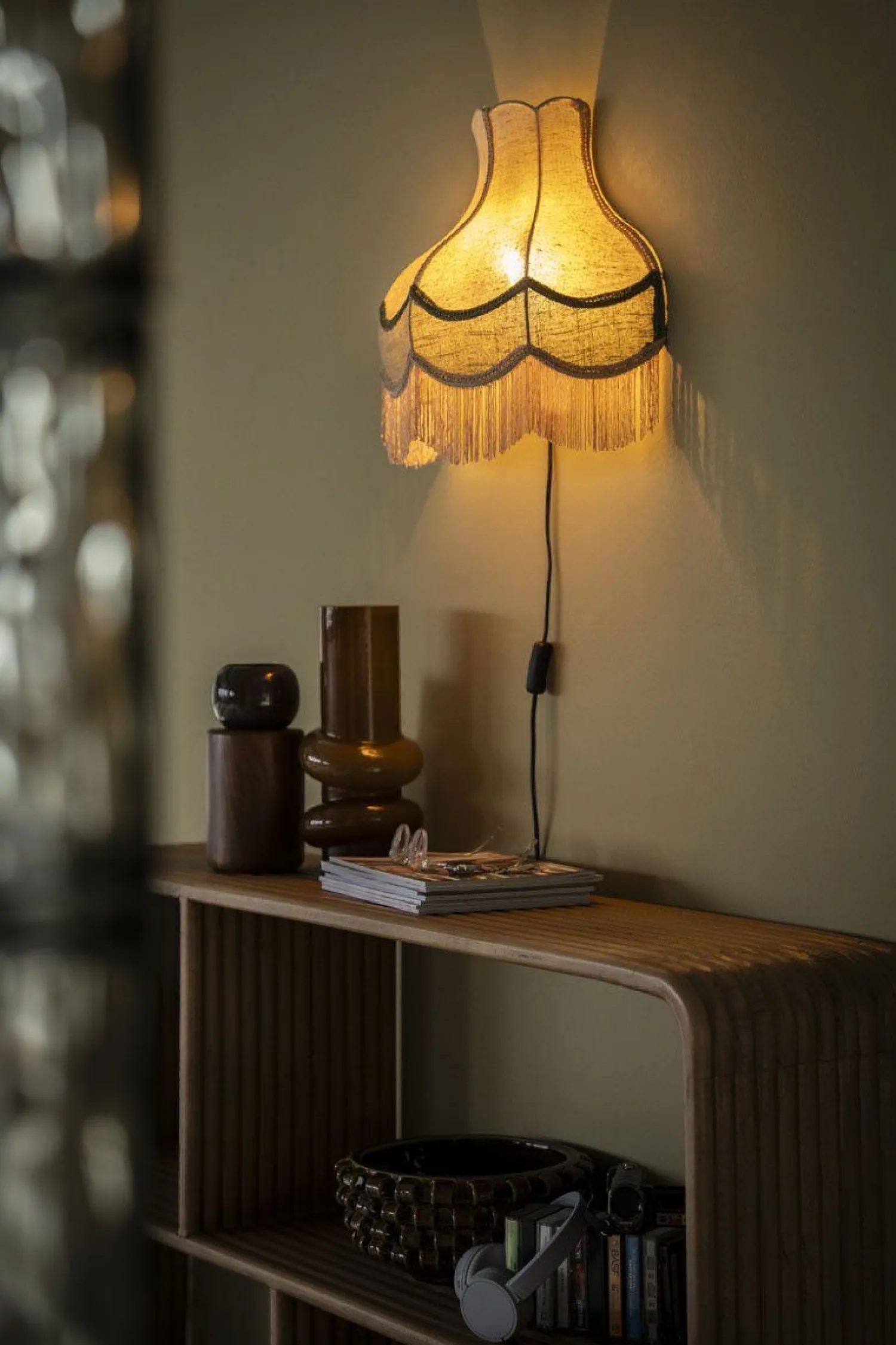 Wandlampen|Wandlampen-By Boo Fringaloo Wandlamp Naturel, Groen, Roze