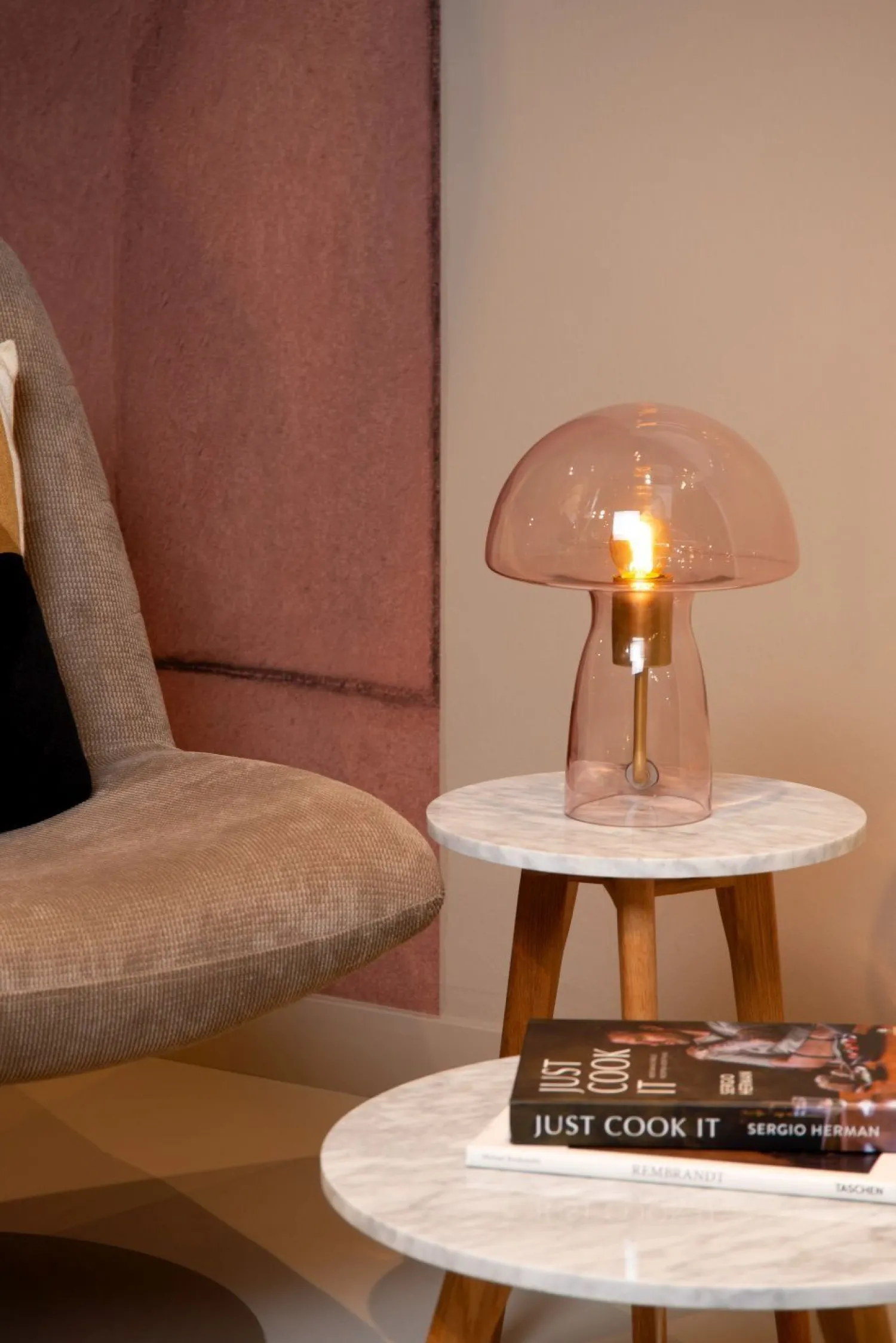 Tafellampen|Tafellampen-Lucide Fungo Tafellamp Roze