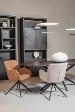 Draaibare Eetkamerstoelen|Eetkamerstoelen Met Armleuning-Eijerkamp Collectie Gabriel Eetkamerstoel Cognac