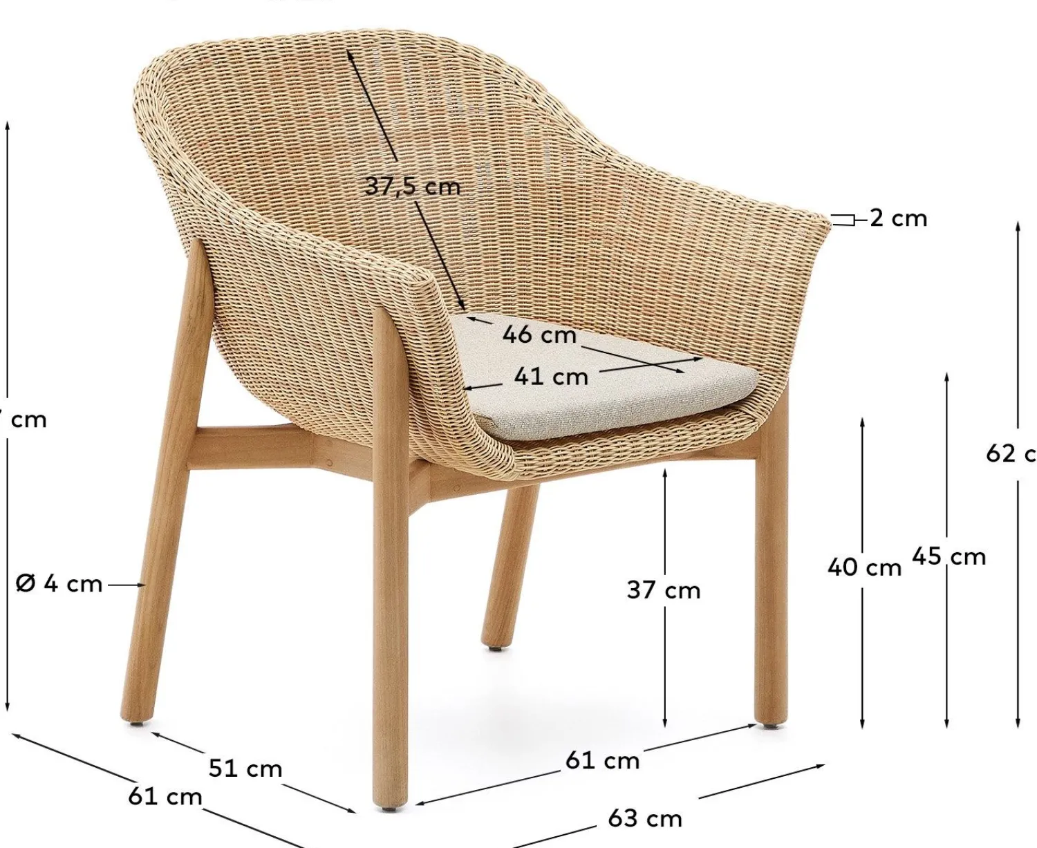 Tuinstoelen|Eetkamerstoelen Met Armleuning-Kave Home Galea Tuinstoel Beige, Naturel