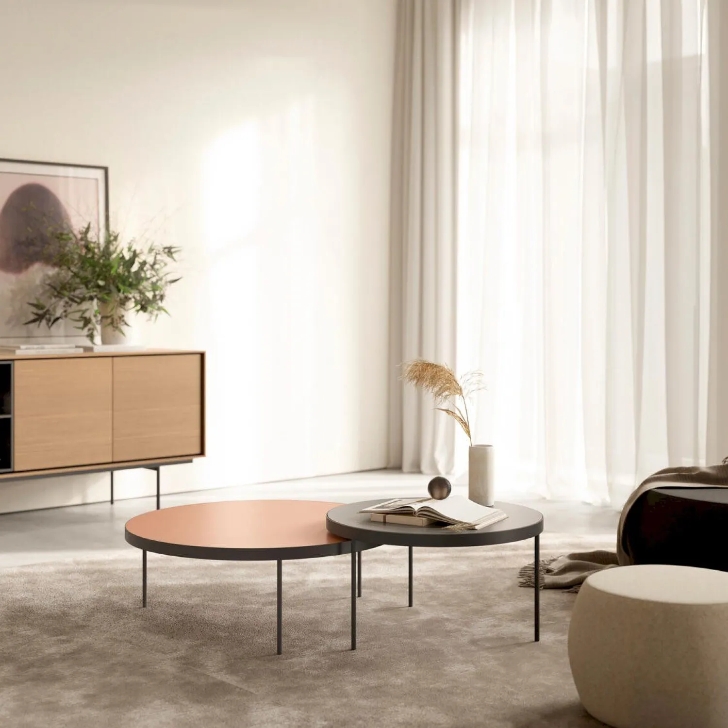 Design Salontafels|Houten Salontafels-Treku Gau Salontafel Oak Fume, Graphite