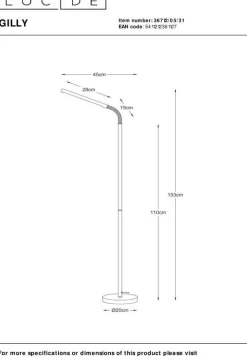 Moderne Vloerlampen|Vloerlampen-Lucide Gilly Vloerlamp Wit