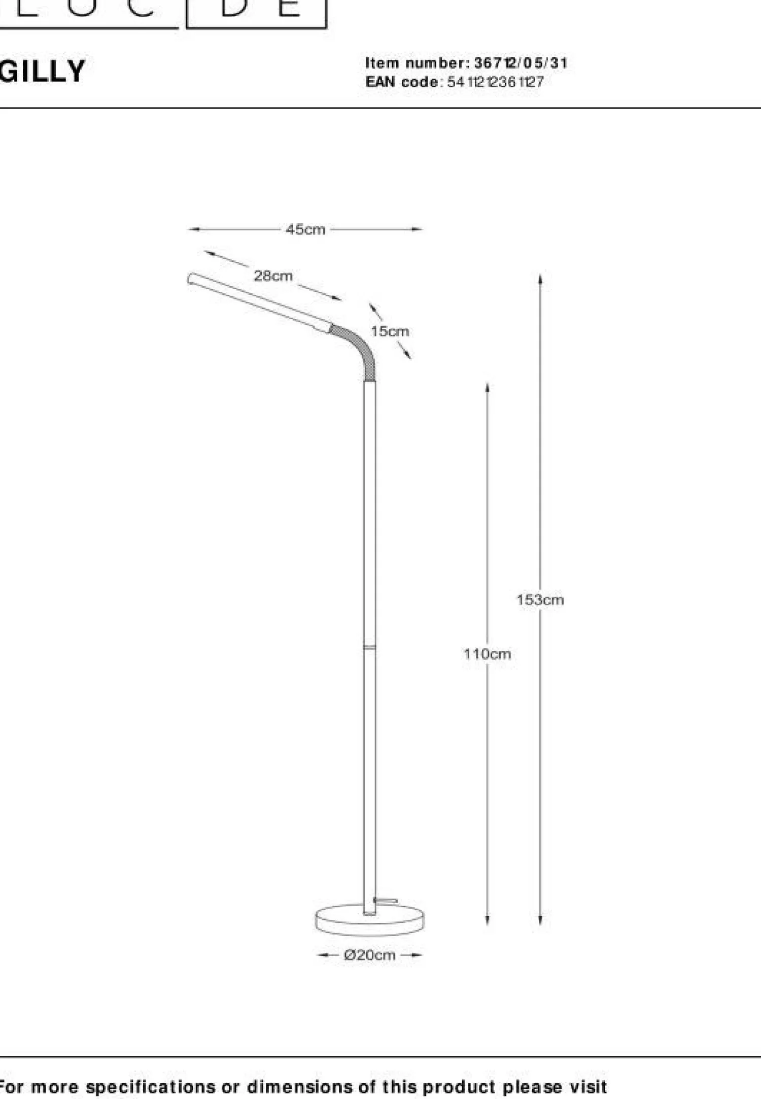 Moderne Vloerlampen|Vloerlampen-Lucide Gilly Vloerlamp Wit