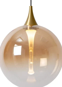 Glazen Hanglampen|Glazen Hanglampen-Lucide Gisela Hanglamp Amber
