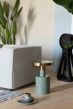Ronde Bijzettafels-Zuiver Glam Bijzettafel Groen, Goud