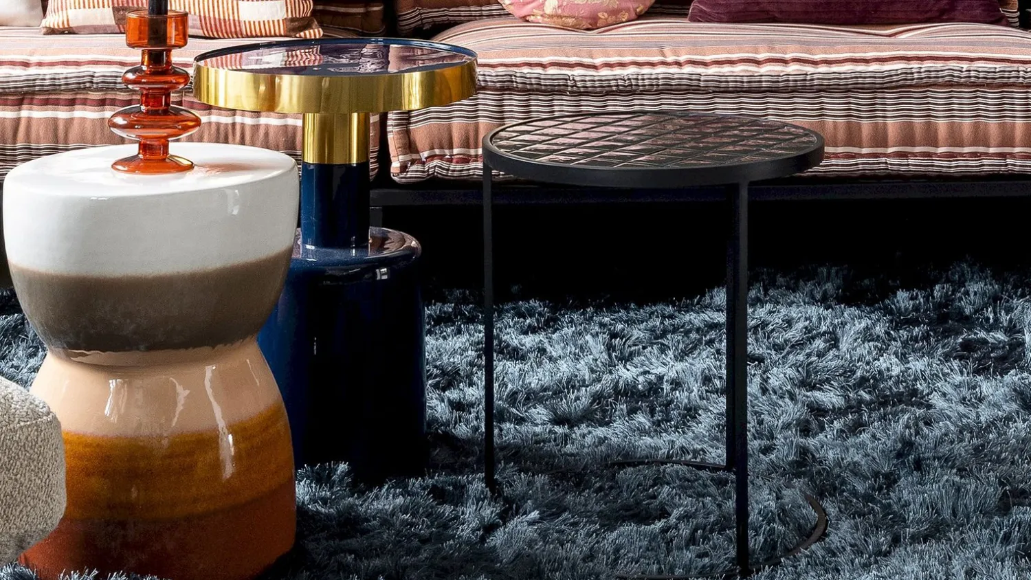 Ronde Bijzettafels-Zuiver Glam Bijzettafel Blauw