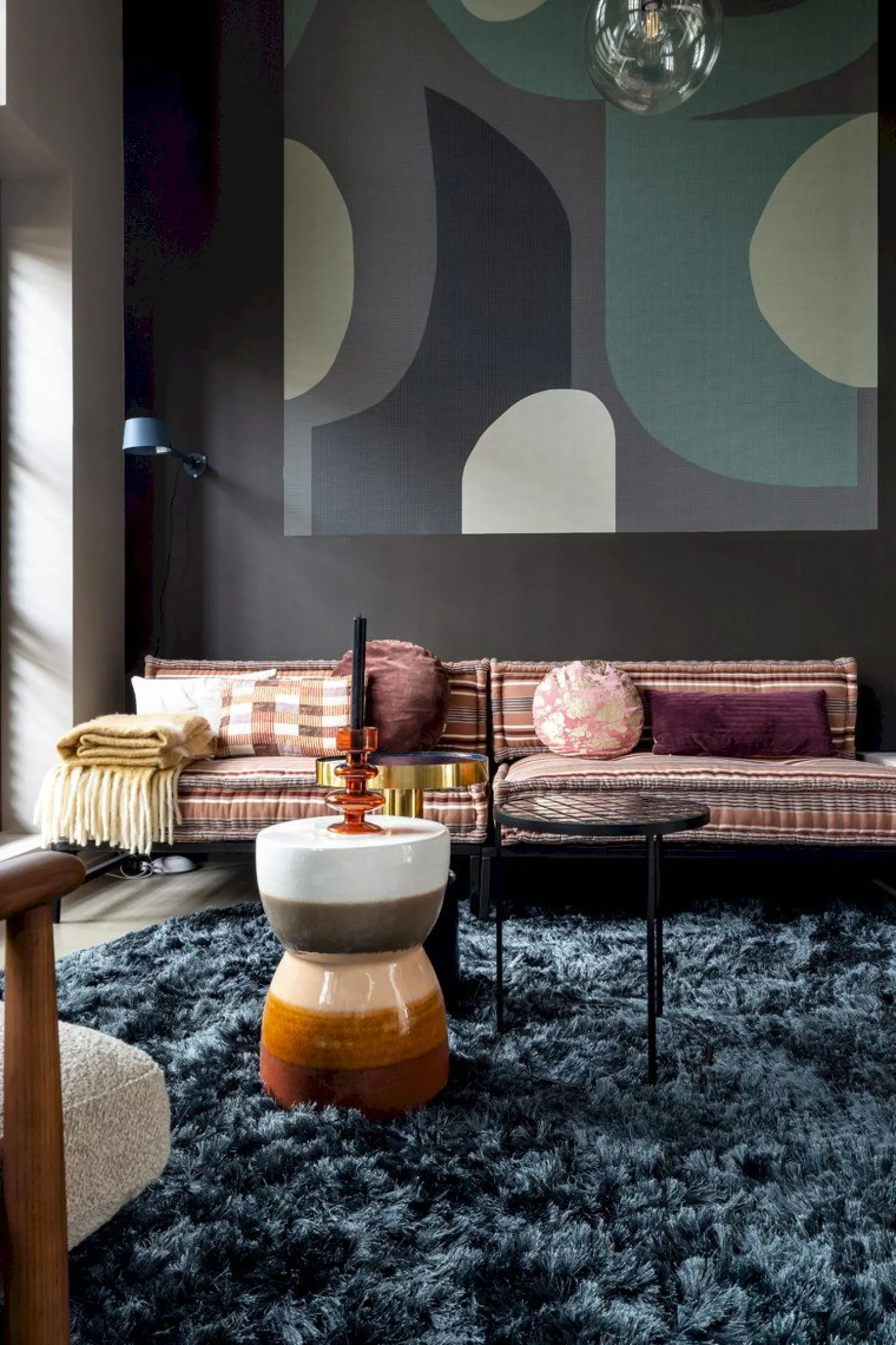 Ronde Bijzettafels-Zuiver Glam Bijzettafel Blauw