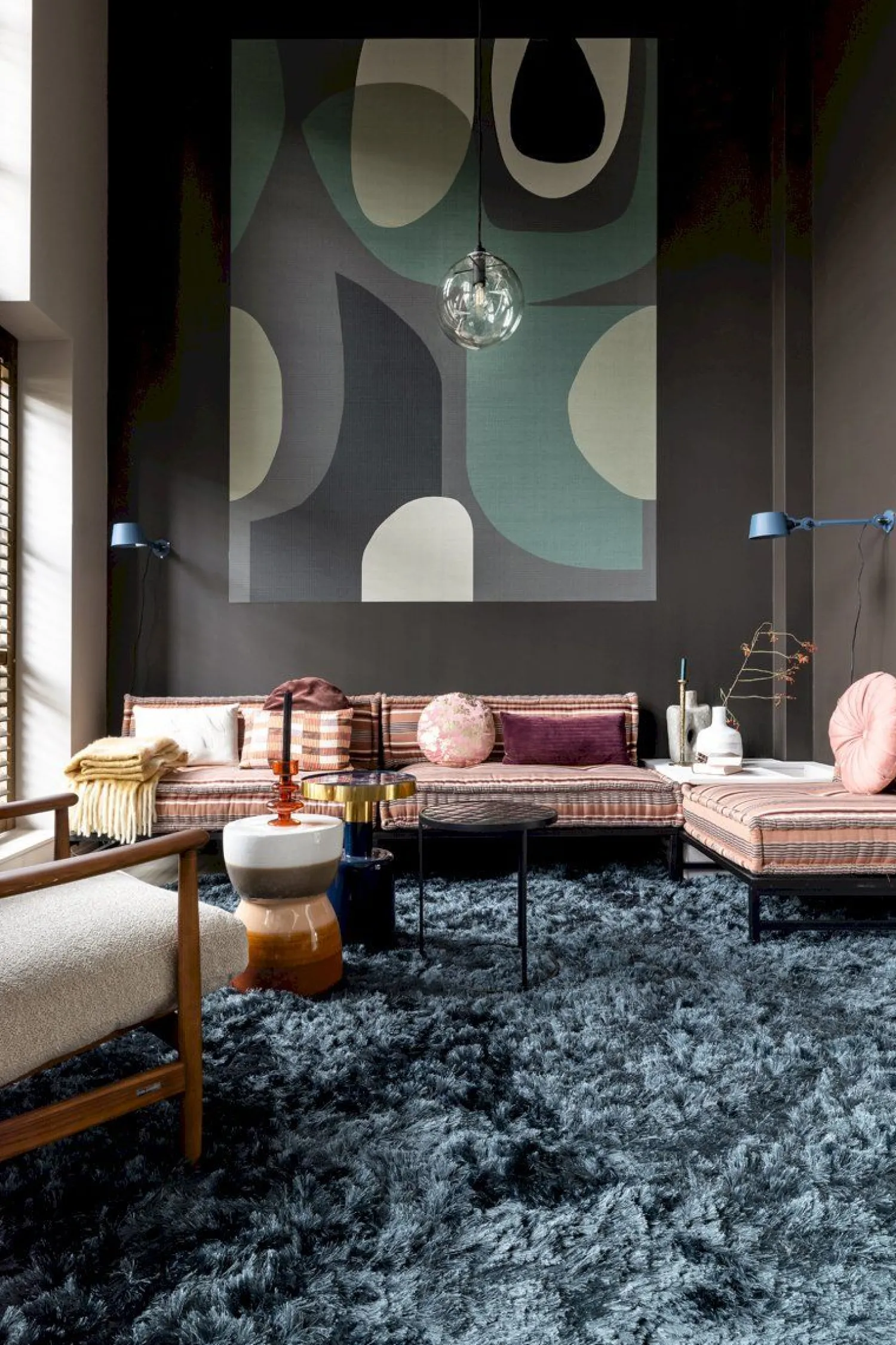 Ronde Bijzettafels-Zuiver Glam Bijzettafel Blauw
