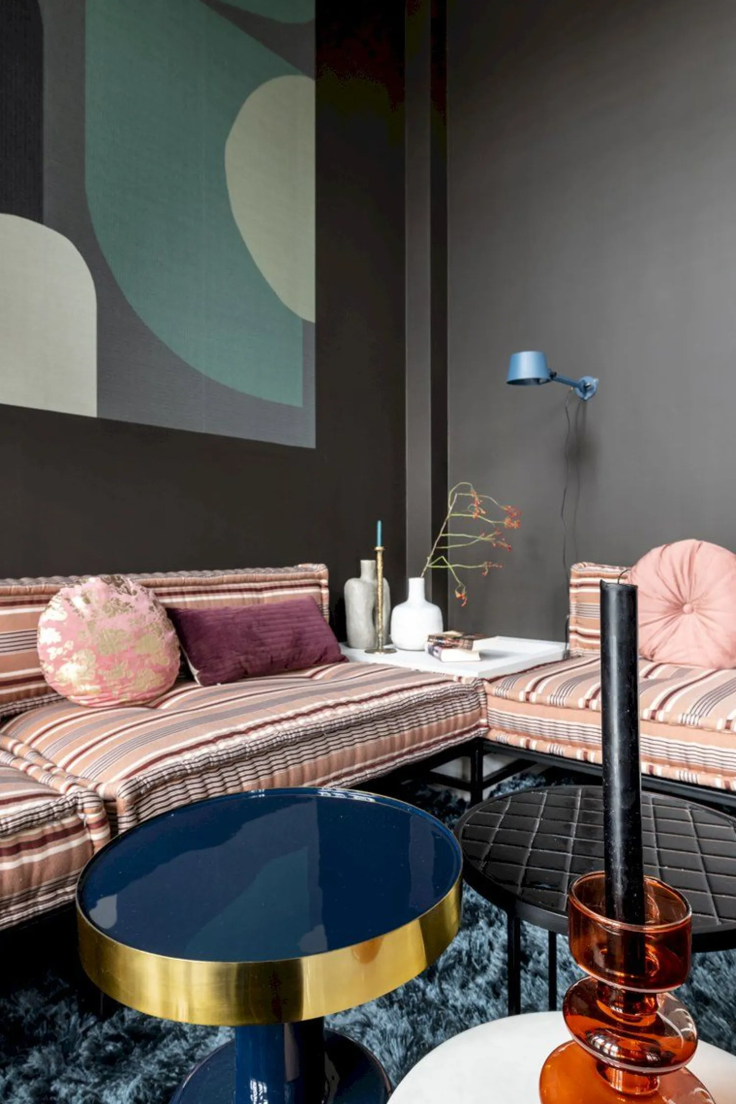 Ronde Bijzettafels-Zuiver Glam Bijzettafel Blauw