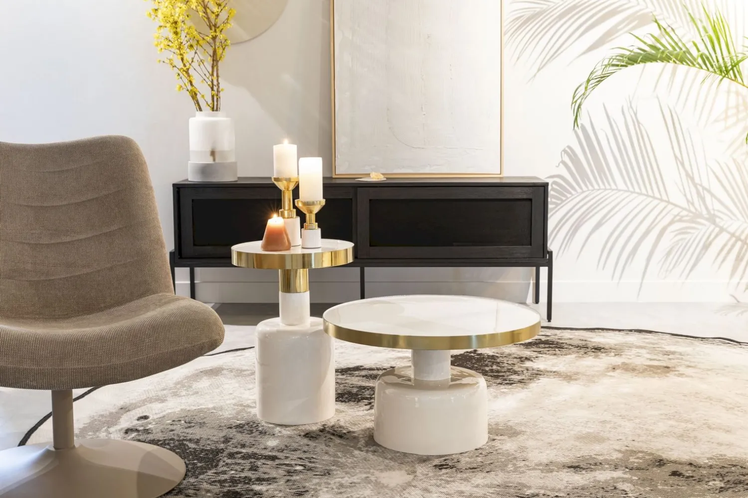 Ronde Salontafels-Zuiver Glam Salontafel White