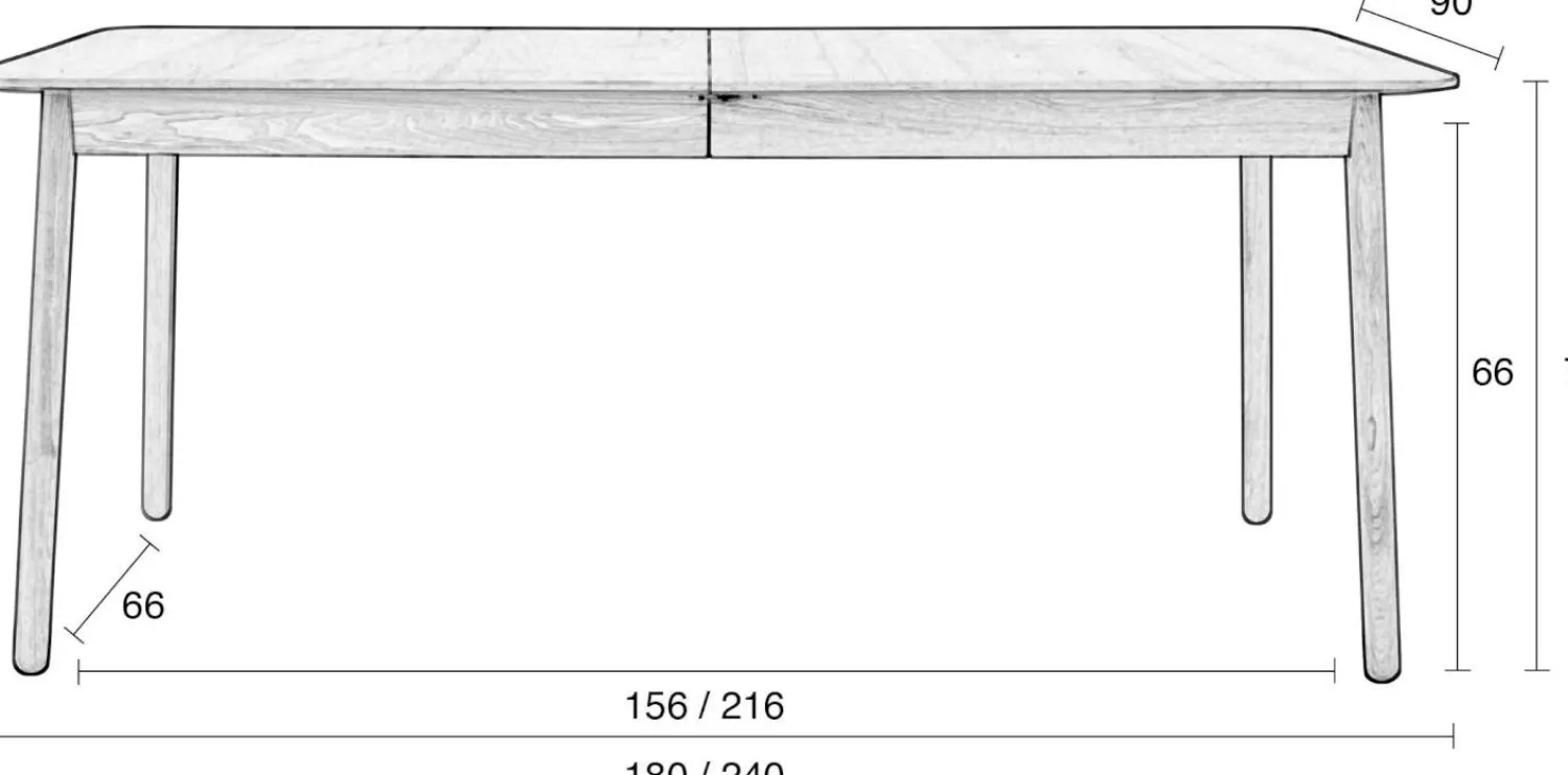 Houten Eettafels|Uitschuifbare Eettafels-Zuiver Glimps Eettafel Natural