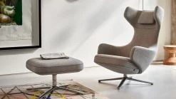 Leren Fauteuils|Design Fauteuils-Vitra Grand Repos Fauteuil Cement