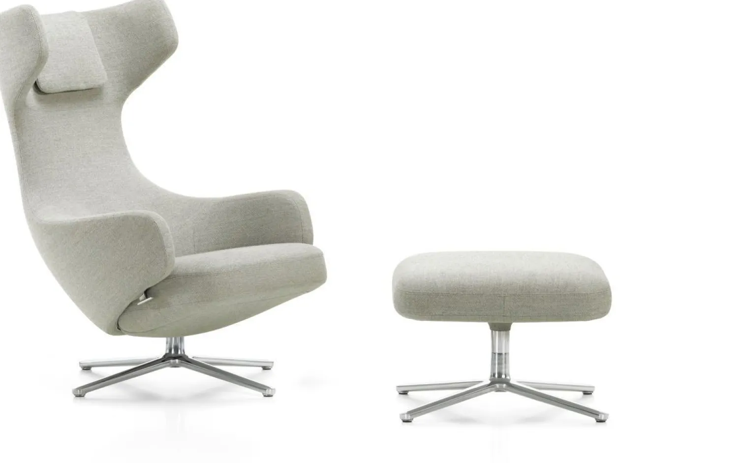 Leren Fauteuils|Design Fauteuils-Vitra Grand Repos Fauteuil Cement