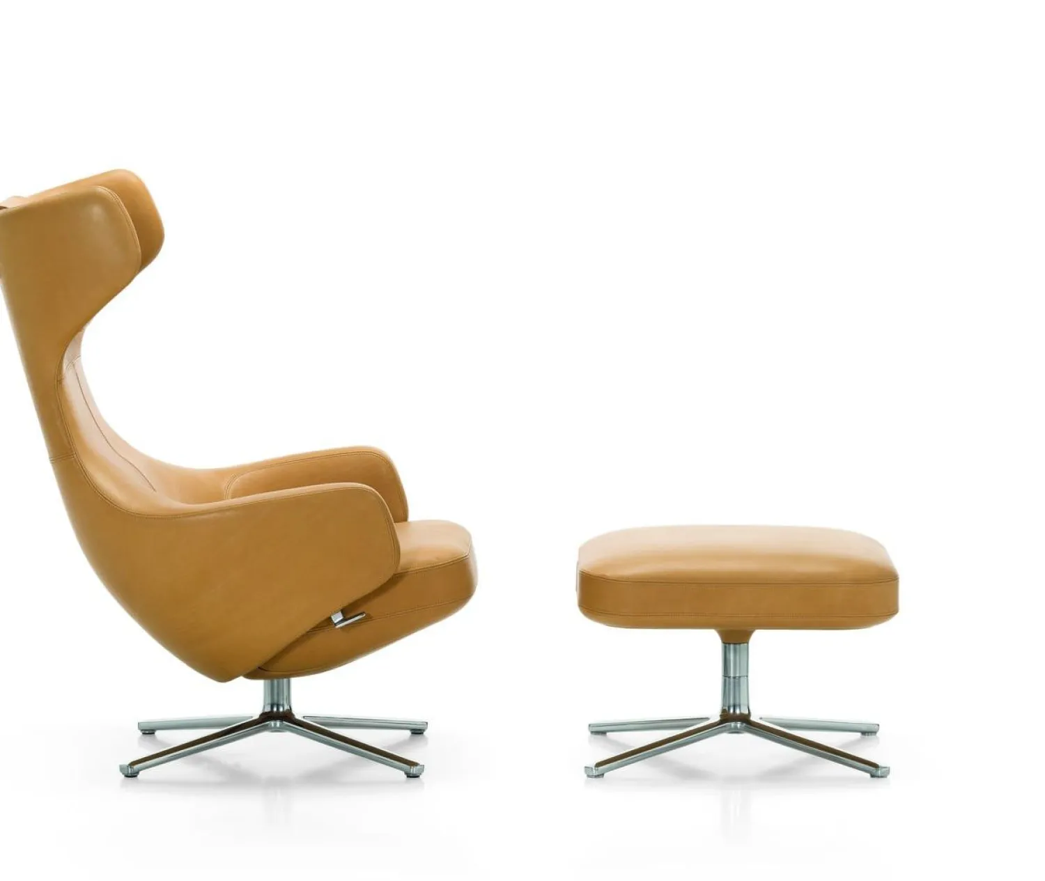 Leren Fauteuils|Design Fauteuils-Vitra Grand Repos Fauteuil Cement