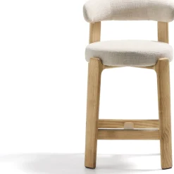 Stoffen Barkrukken-Kave Home Granite Laag Barstoel Beige