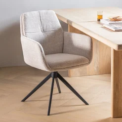 Eetkamerstoelen Met Armleuning-WOOOD Grant Eetkamerstoel Naturel Melange