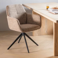 Eetkamerstoelen Met Armleuning-WOOOD Grant Eetkamerstoel Zand Melange