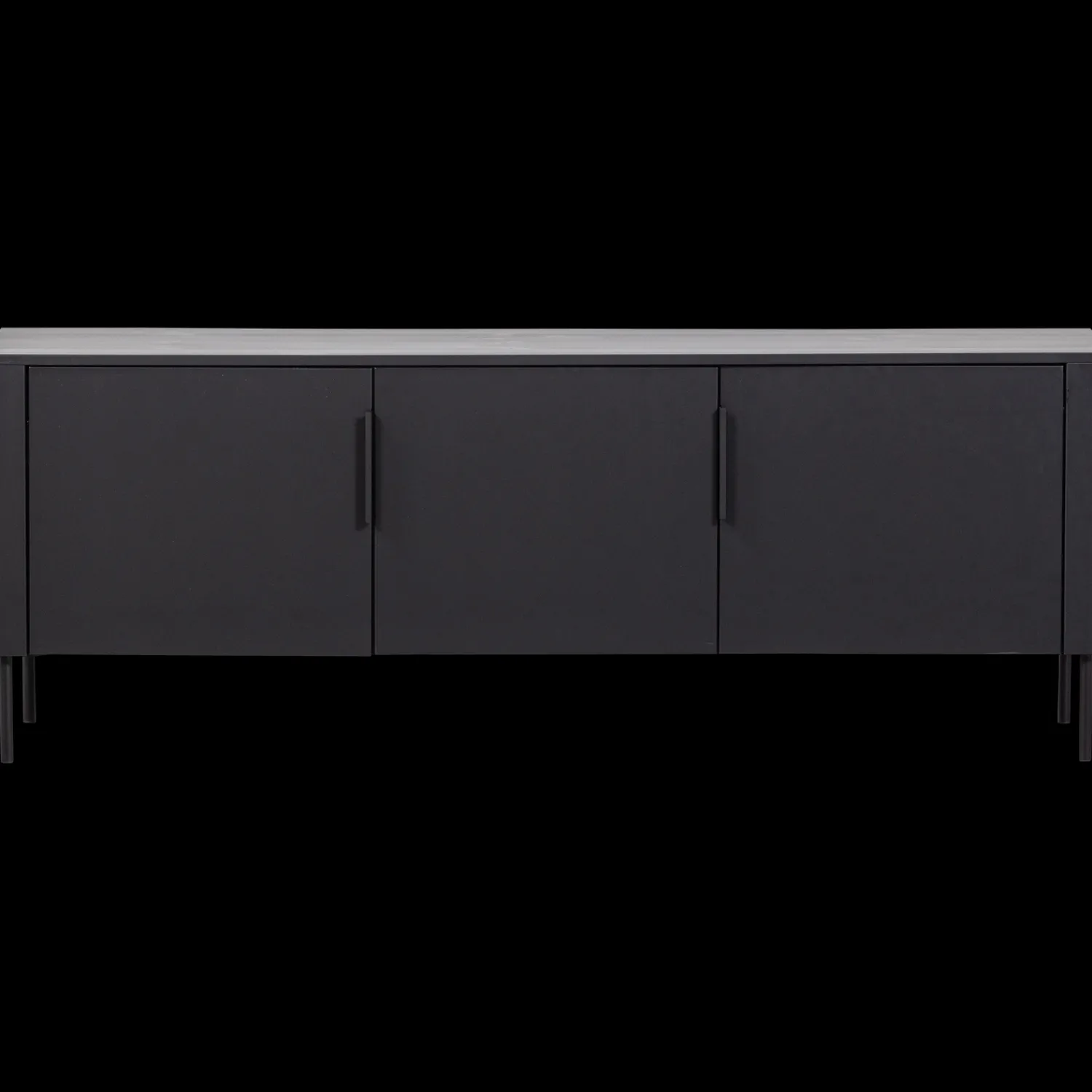 Tv-Meubels-WOOOD Gunnar 3-deurs Tv-meubel Matzwart
