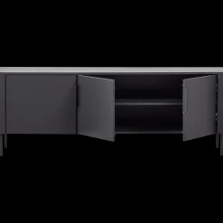 Tv-Meubels-WOOOD Gunnar 3-deurs Tv-meubel Matzwart