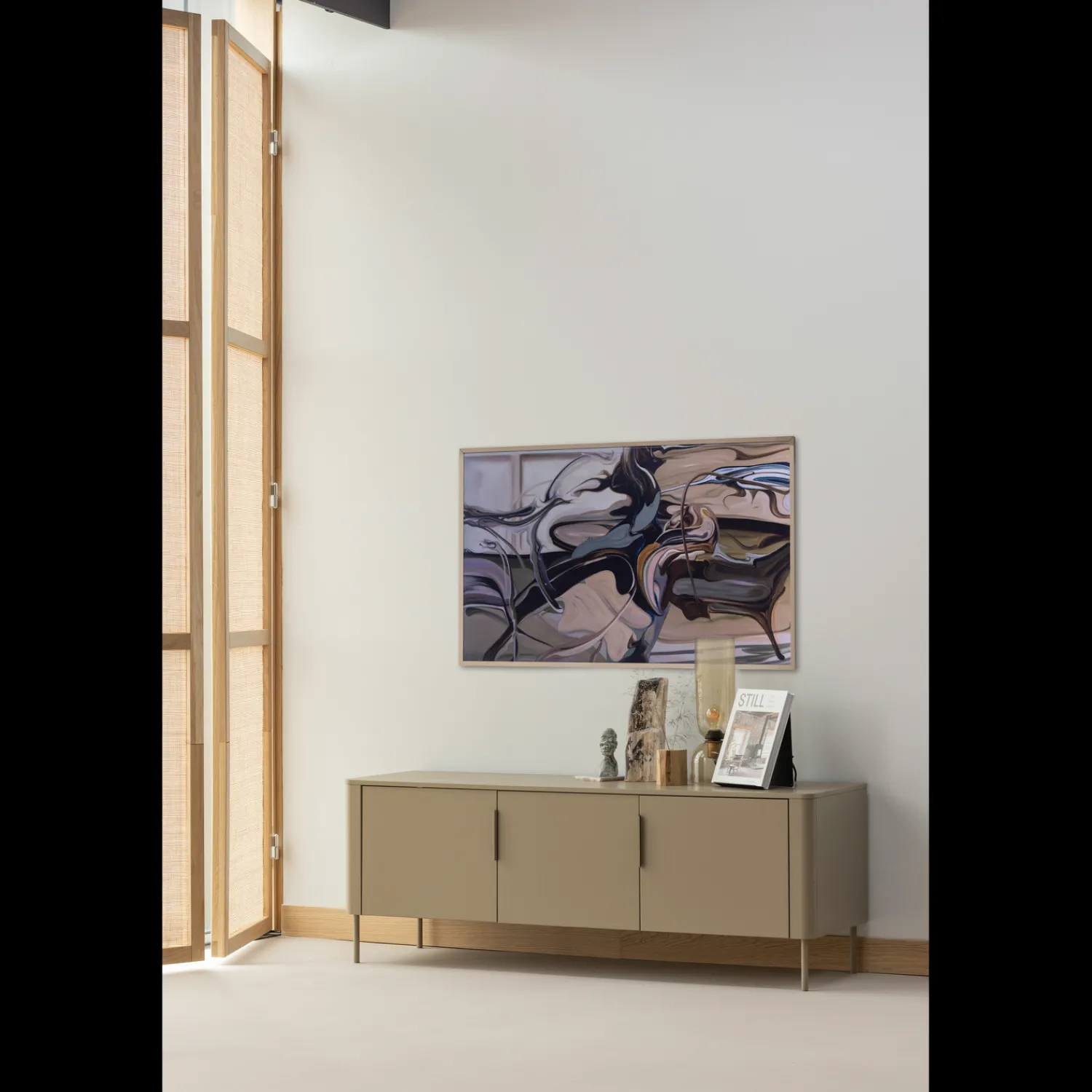 Tv-Meubels-WOOOD Gunnar 3-deurs Tv-meubel Mud