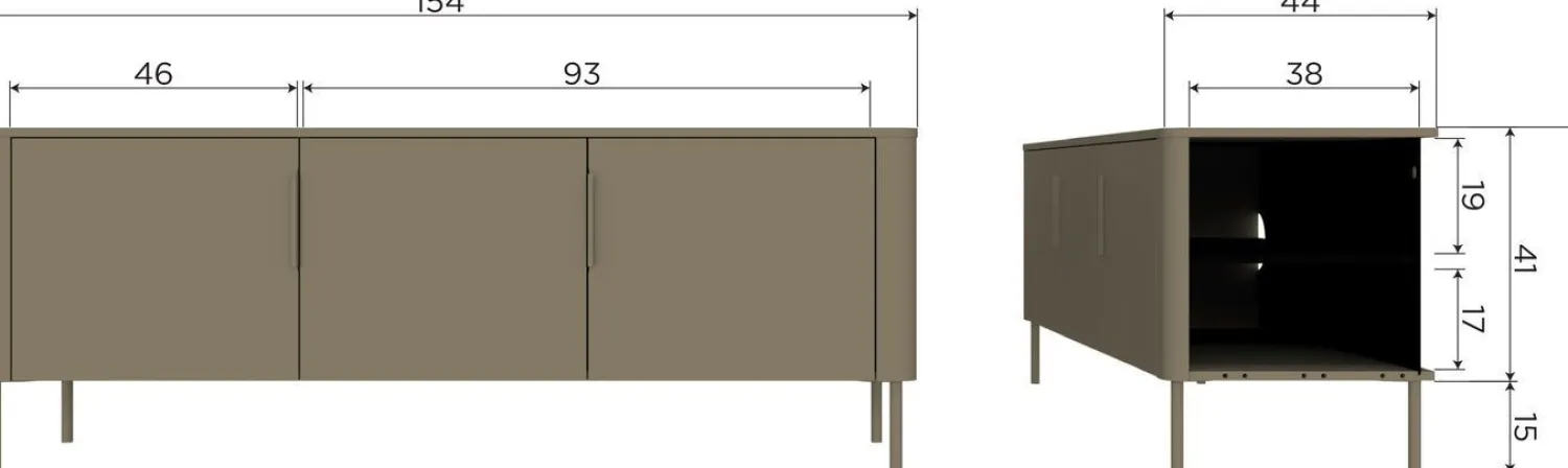 Tv-Meubels-WOOOD Gunnar 3-deurs Tv-meubel Mud