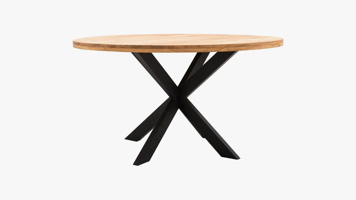 Houten Eettafels|Ronde Eettafels-Trendhopper Haiko Basic Eettafel Naturel, Zwart