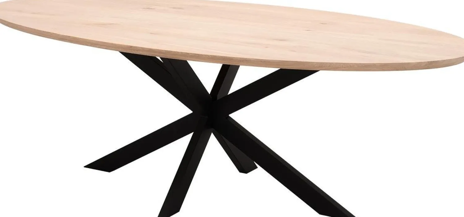 Houten Eettafels|Ovale Eettafels-Trendhopper Haiko Ovaal Eettafel Naturel, Zwart