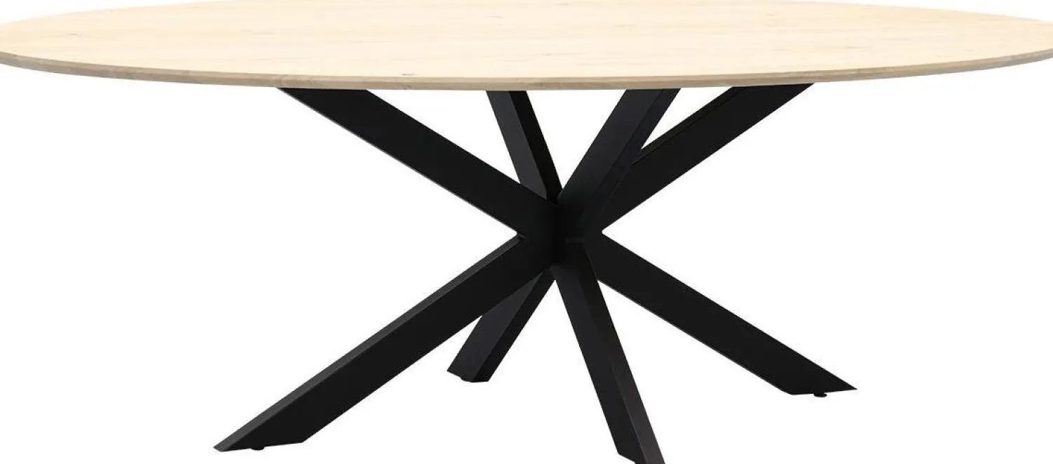Houten Eettafels|Ovale Eettafels-Trendhopper Haiko Ovaal Eettafel Naturel, Zwart