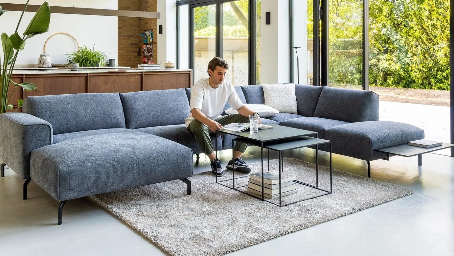 Hoekbanken-Feelings Wonen Harvard Hoekbank Dark Grey