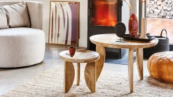 Houten Bijzettafels|Ronde Bijzettafels-vtwonen High Heels Bijzettafelset Natural