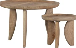 Houten Bijzettafels|Ronde Bijzettafels-vtwonen High Heels Bijzettafelset Natural