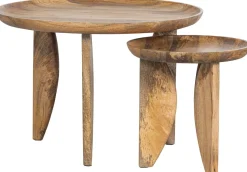 Houten Bijzettafels|Ronde Bijzettafels-vtwonen High Heels Bijzettafelset Natural