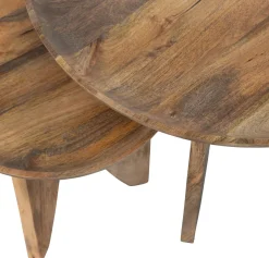 Houten Bijzettafels|Ronde Bijzettafels-vtwonen High Heels Bijzettafelset Natural