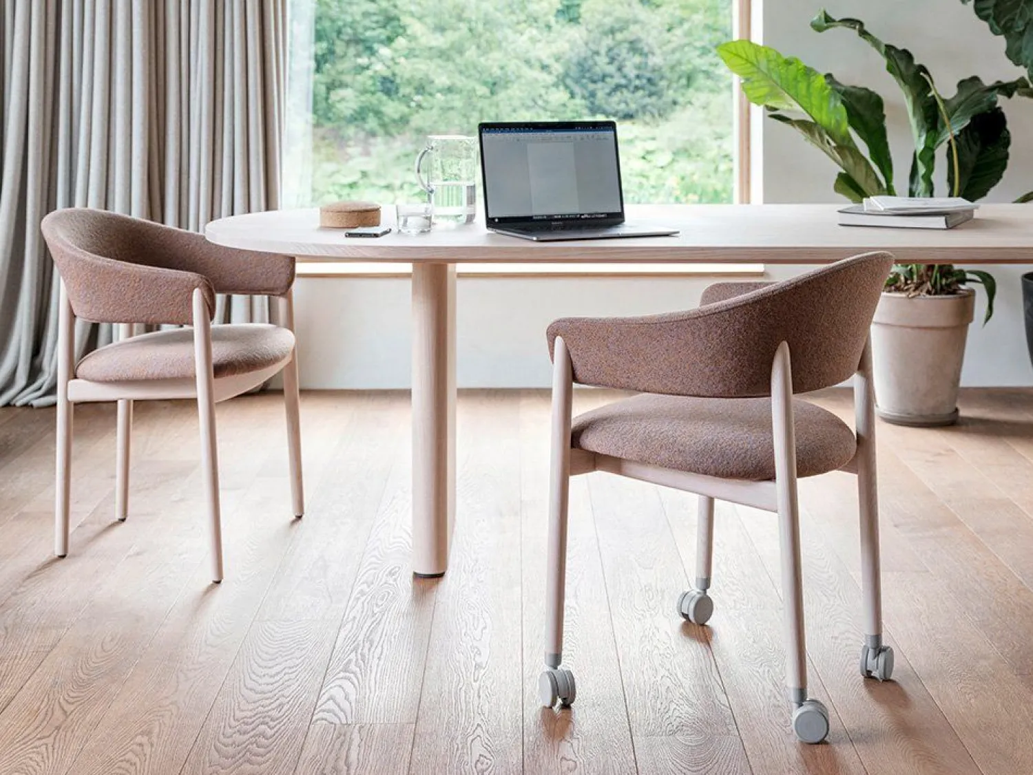 Design Stoelen|Eetkamerstoelen Met Armleuning-Arco Home-Work Eetkamerstoel Cognac
