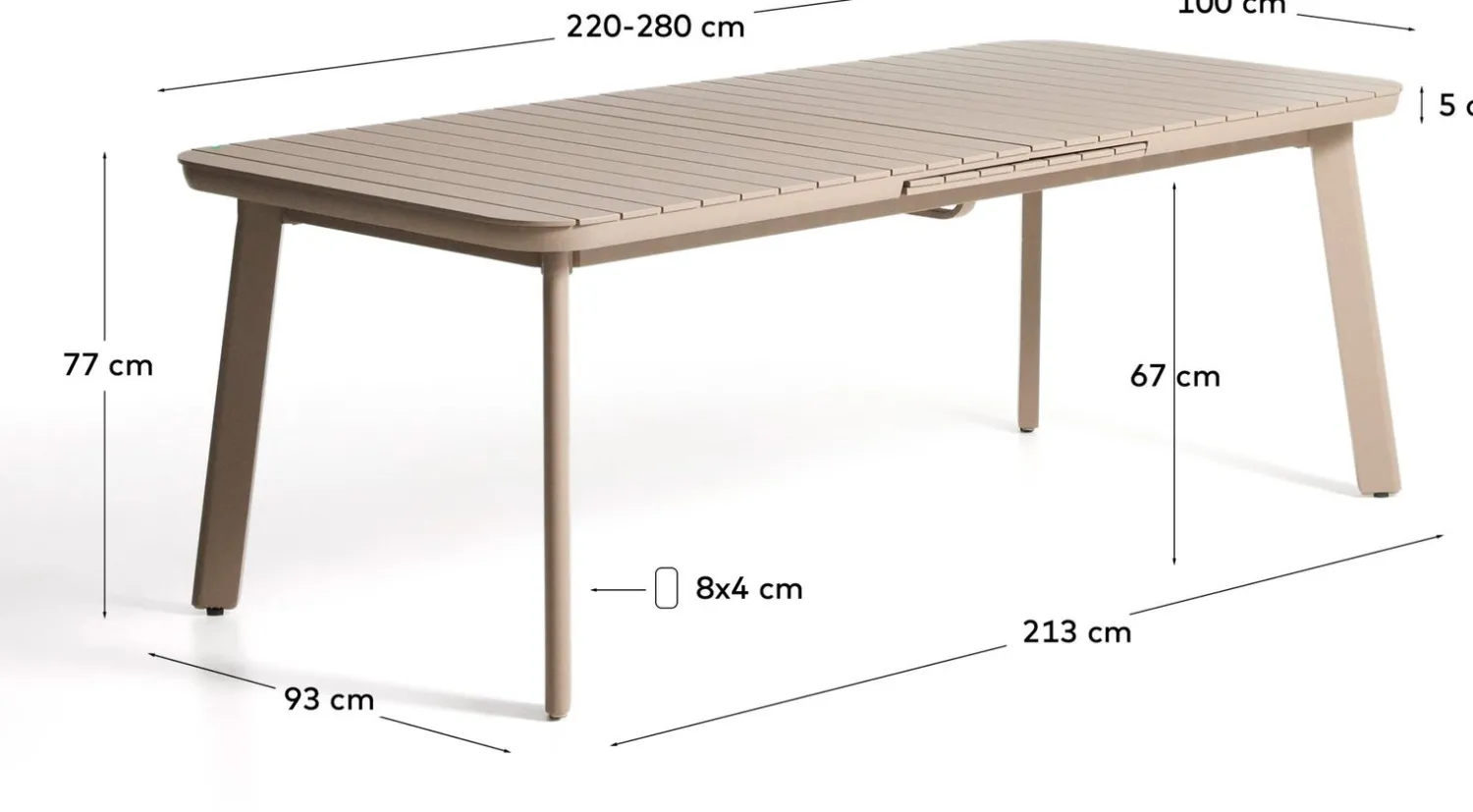 Tuintafels-Kave Home Izola Tuin Uitschuiftafel Beige
